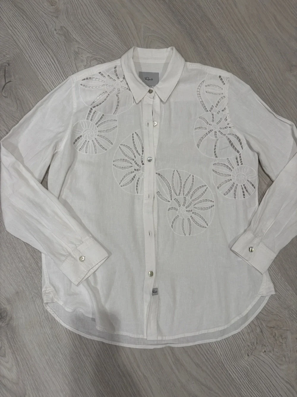 Rails White Eyelet Embroidered Linen Button-Down Shirt - Picture 3 of 7